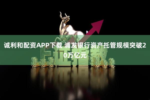诚利和配资APP下载 浦发银行资产托管规模突破20万亿元