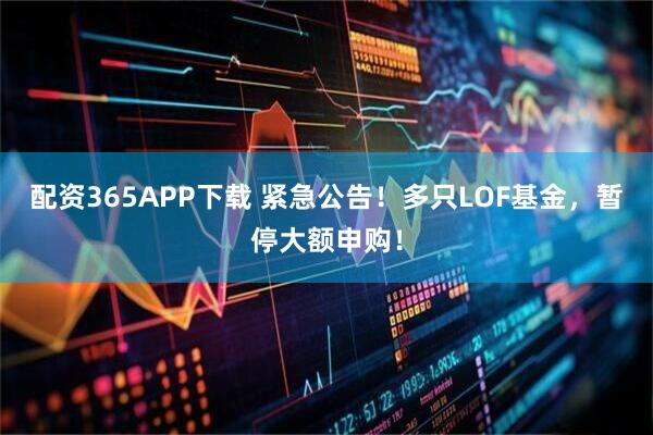 配资365APP下载 紧急公告！多只LOF基金，暂停大额申购！